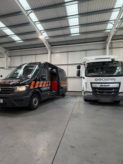 PFS Fleet Support Vehicle with side door open in the workshop